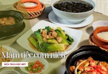 Mâm cơm niêu năm món hài hòa vị mặn, thanh và béo thơm