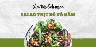 Bữa trưa lành mạnh với salad thịt bò và nấm